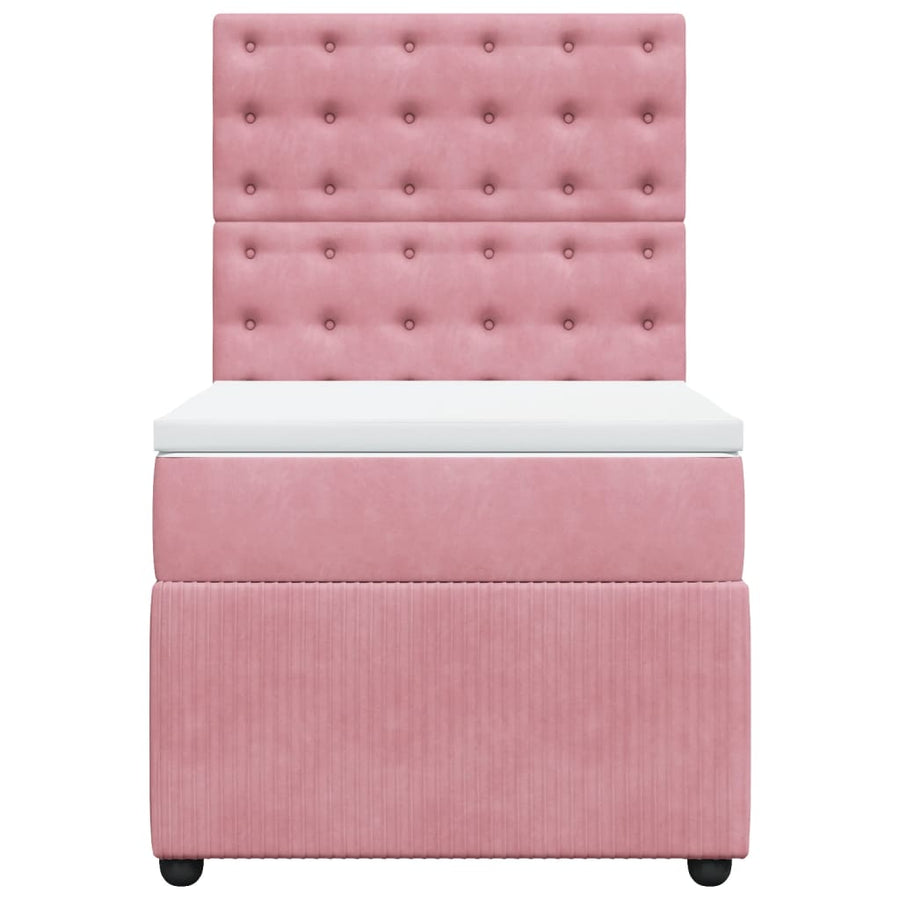 Boxspring met matras fluweel roze 100x200 cm