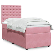 Boxspring met matras 100x200 cm roze fluweel