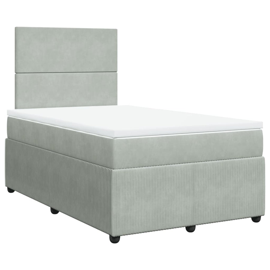 Boxspring met matras fluweel lichtgrijs 120x190 cm