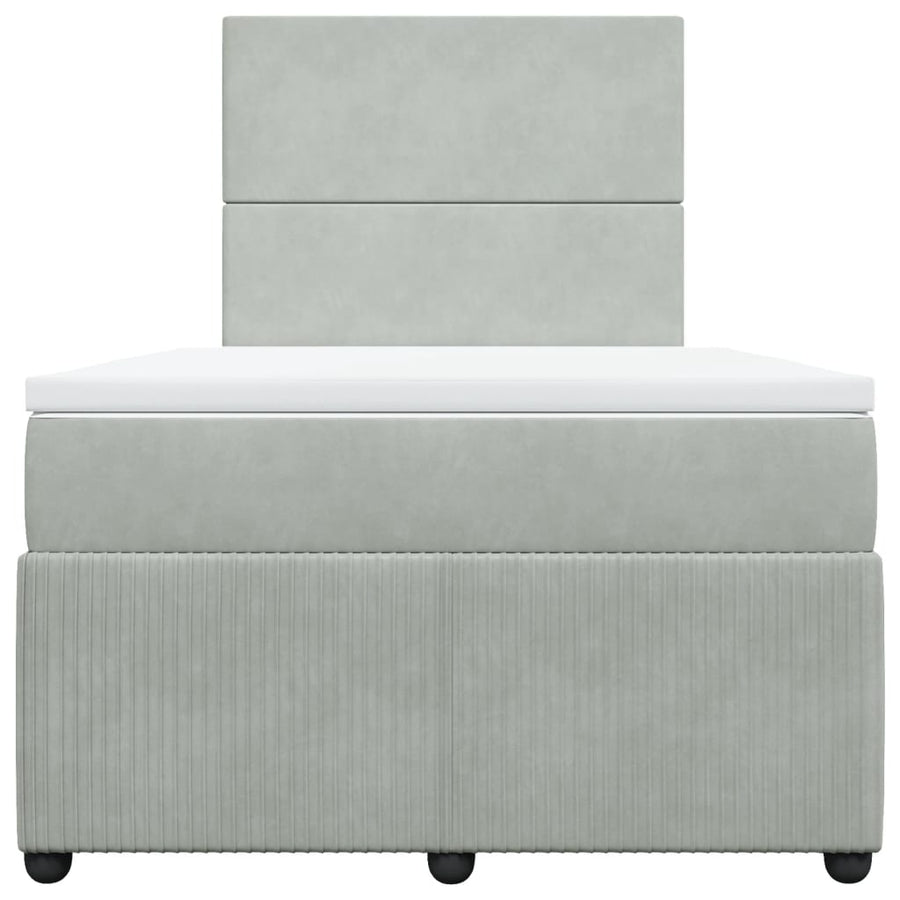Boxspring met matras fluweel lichtgrijs 120x190 cm