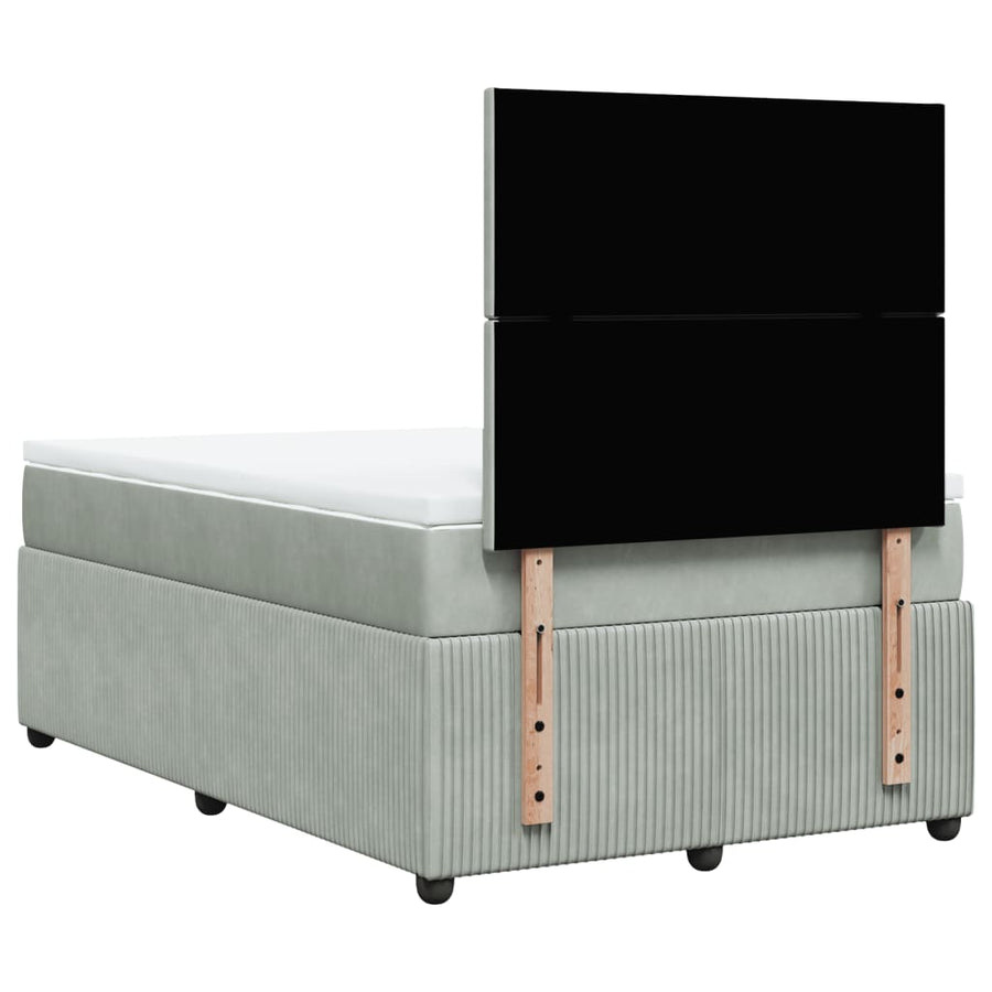 Boxspring met matras fluweel lichtgrijs 120x190 cm