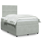 Box spring with mattress velvet light grey 120x190 cm