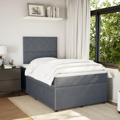 Boxspring met matras fluweel donkergrijs 120x190 cm