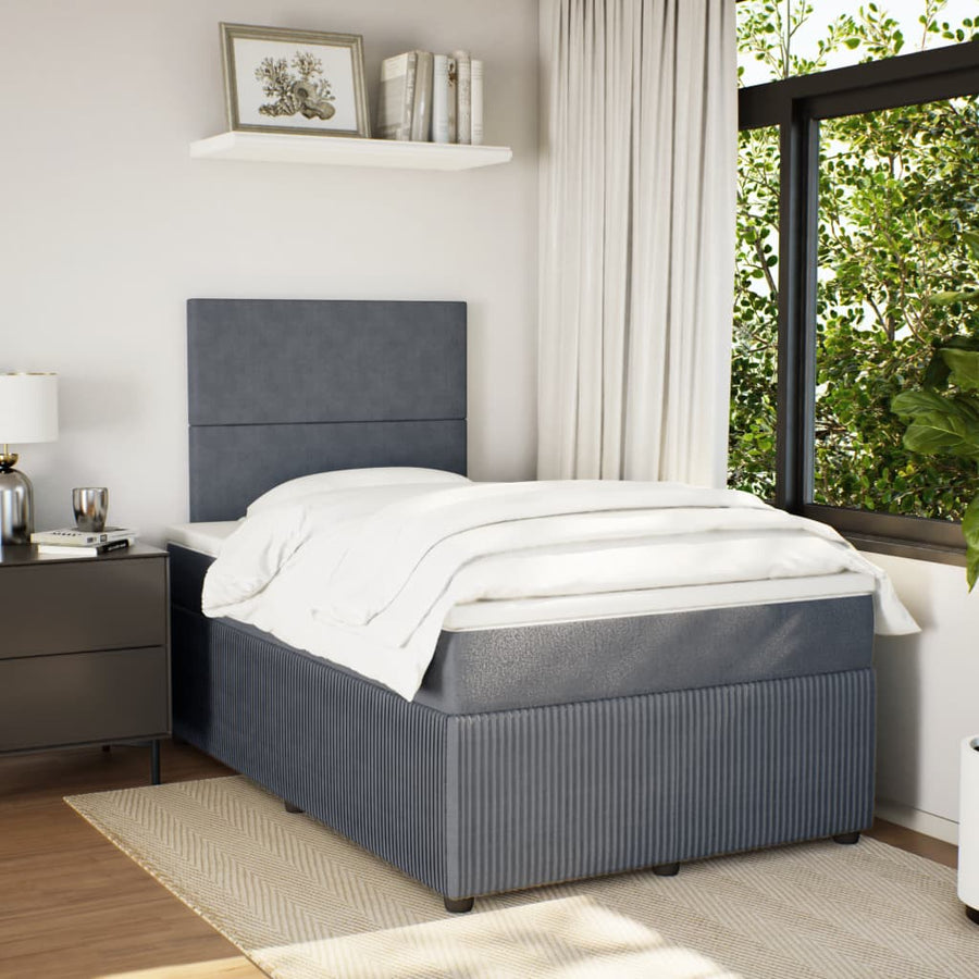 Boxspring met matras fluweel donkergrijs 120x190 cm