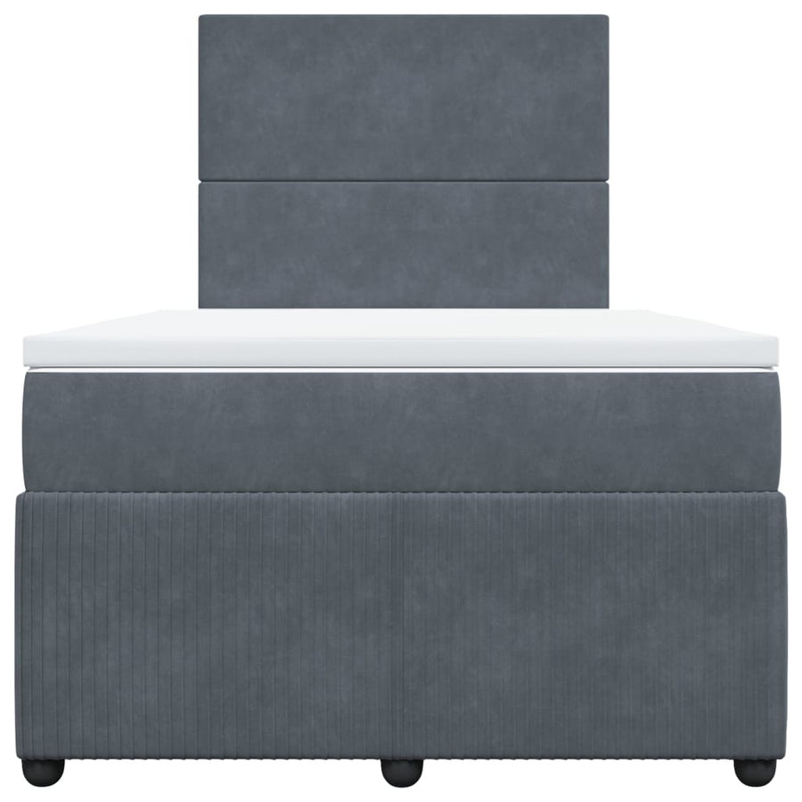 Boxspring met matras fluweel donkergrijs 120x190 cm