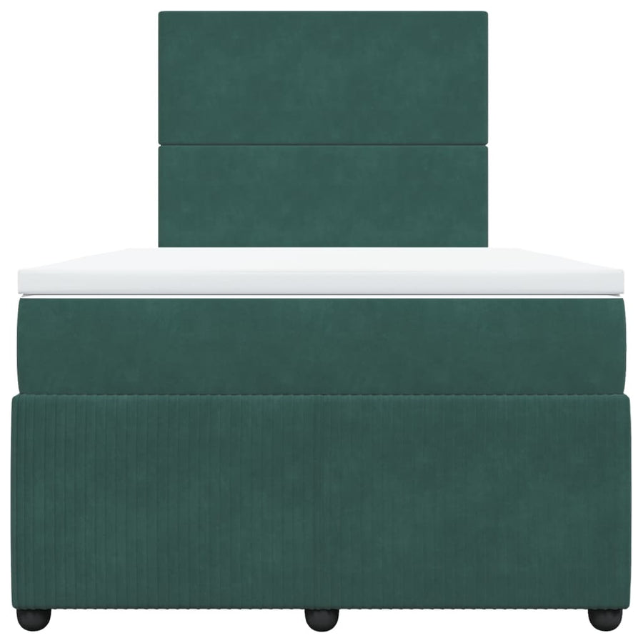 Boxspring met matras fluweel donkergroen 120x190 cm