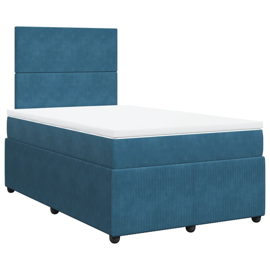 Boxspring met matras fluweel donkerblauw 120x190 cm
