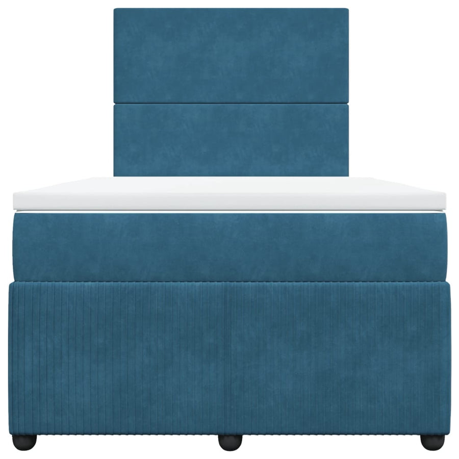 Boxspring met matras fluweel donkerblauw 120x190 cm