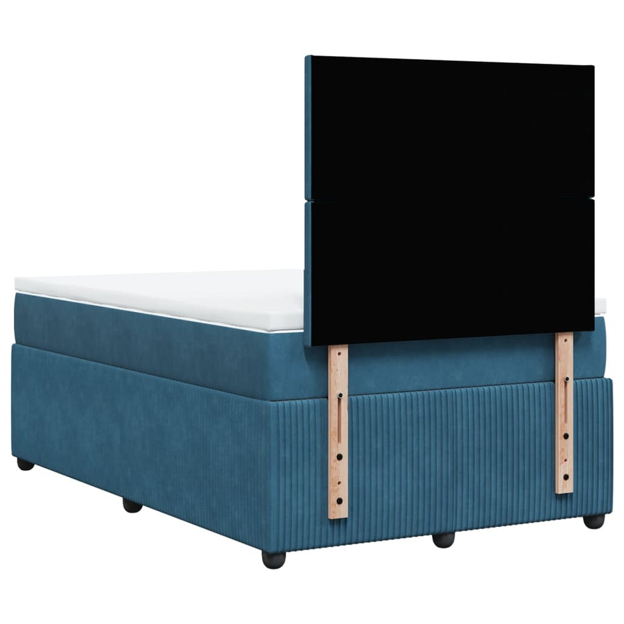 Boxspring met matras fluweel donkerblauw 120x190 cm