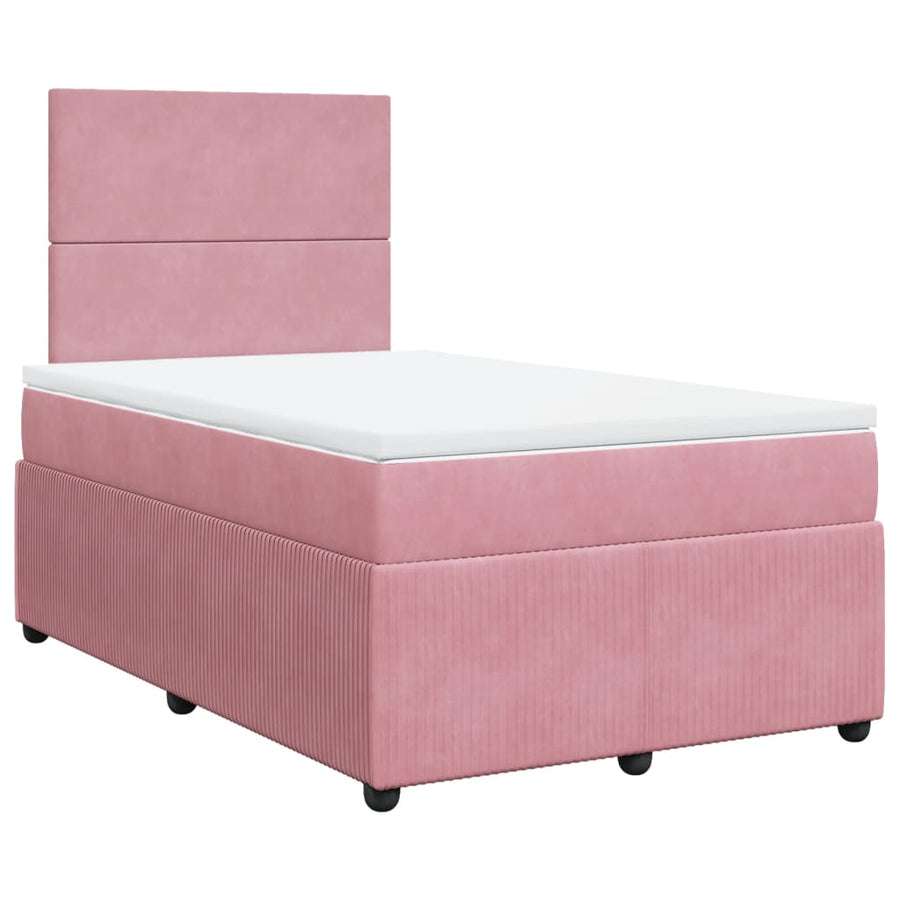 Boxspring met matras fluweel roze 120x190 cm