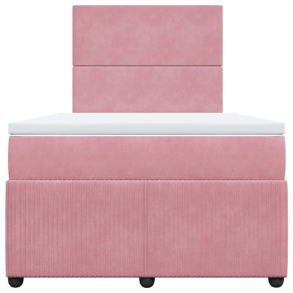 Boxspring met matras fluweel roze 120x190 cm