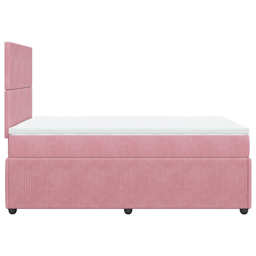 Boxspring met matras fluweel roze 120x190 cm