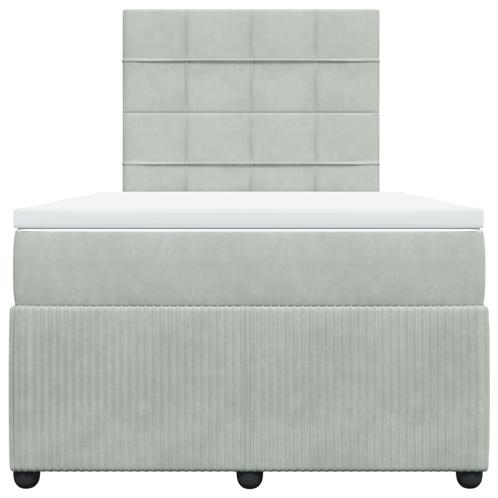 Boxspring met matras fluweel lichtgrijs 120x190 cm