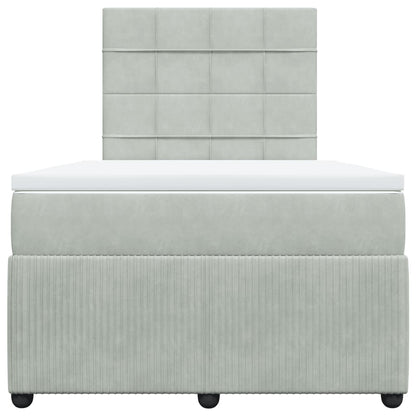 Boxspring met matras fluweel lichtgrijs 120x190 cm