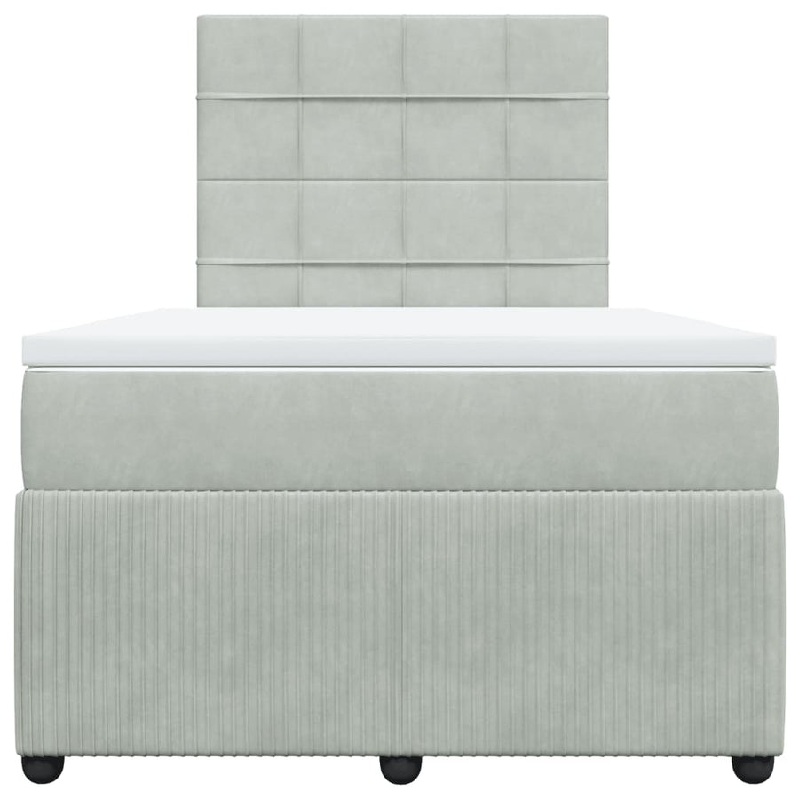 Boxspring met matras fluweel lichtgrijs 120x190 cm