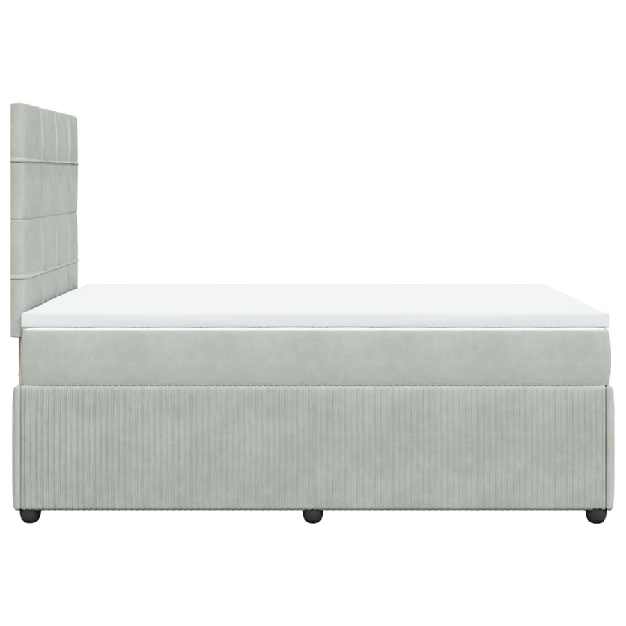 Boxspring met matras fluweel lichtgrijs 120x190 cm