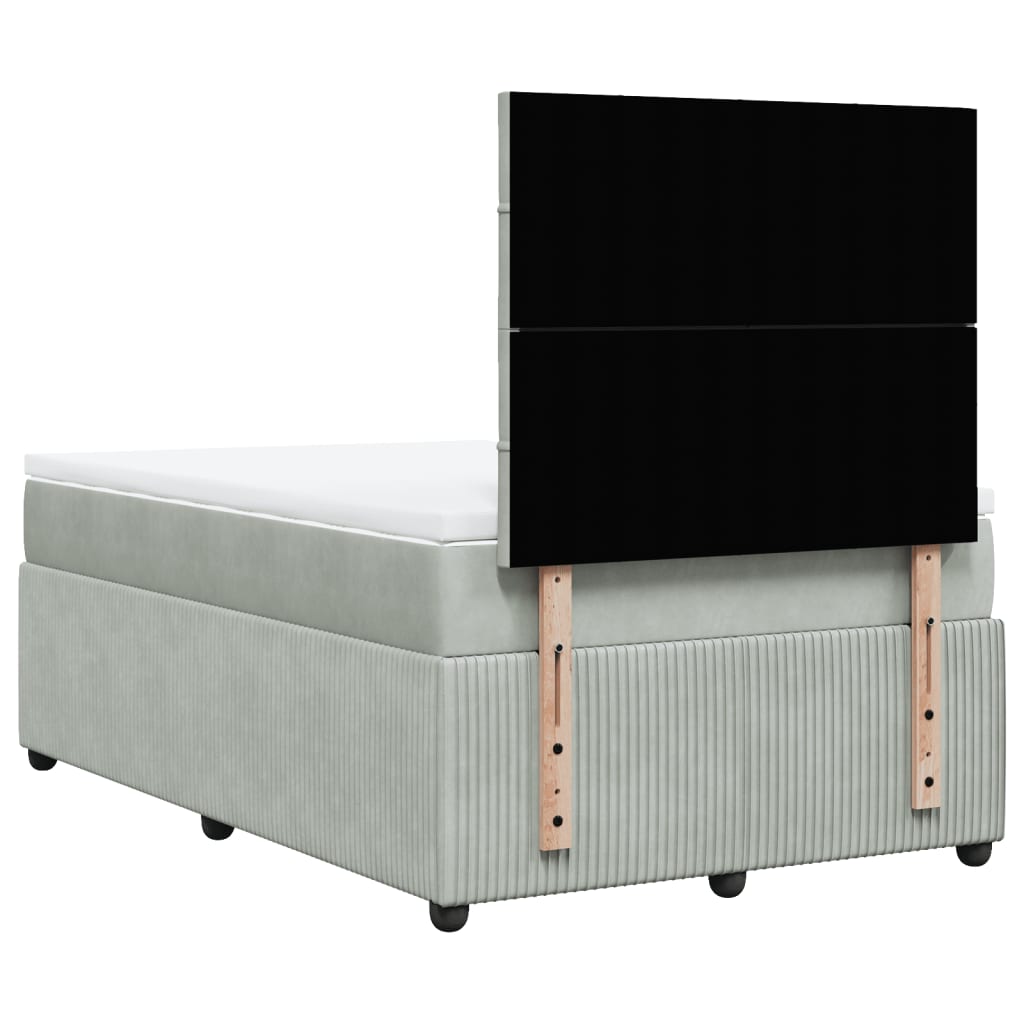 Boxspring met matras fluweel lichtgrijs 120x190 cm