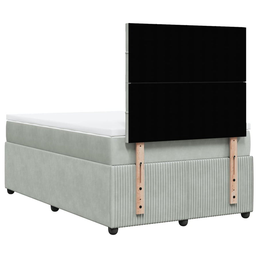 Boxspring met matras fluweel lichtgrijs 120x190 cm