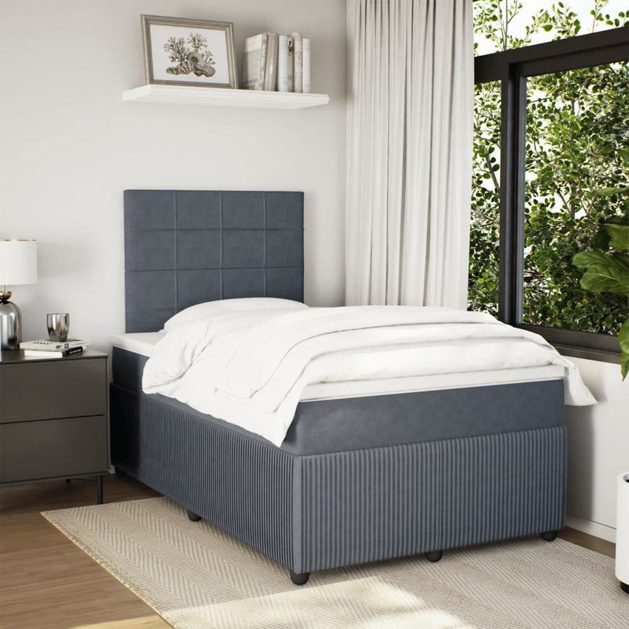 Boxspring met matras fluweel donkergrijs 120x190 cm