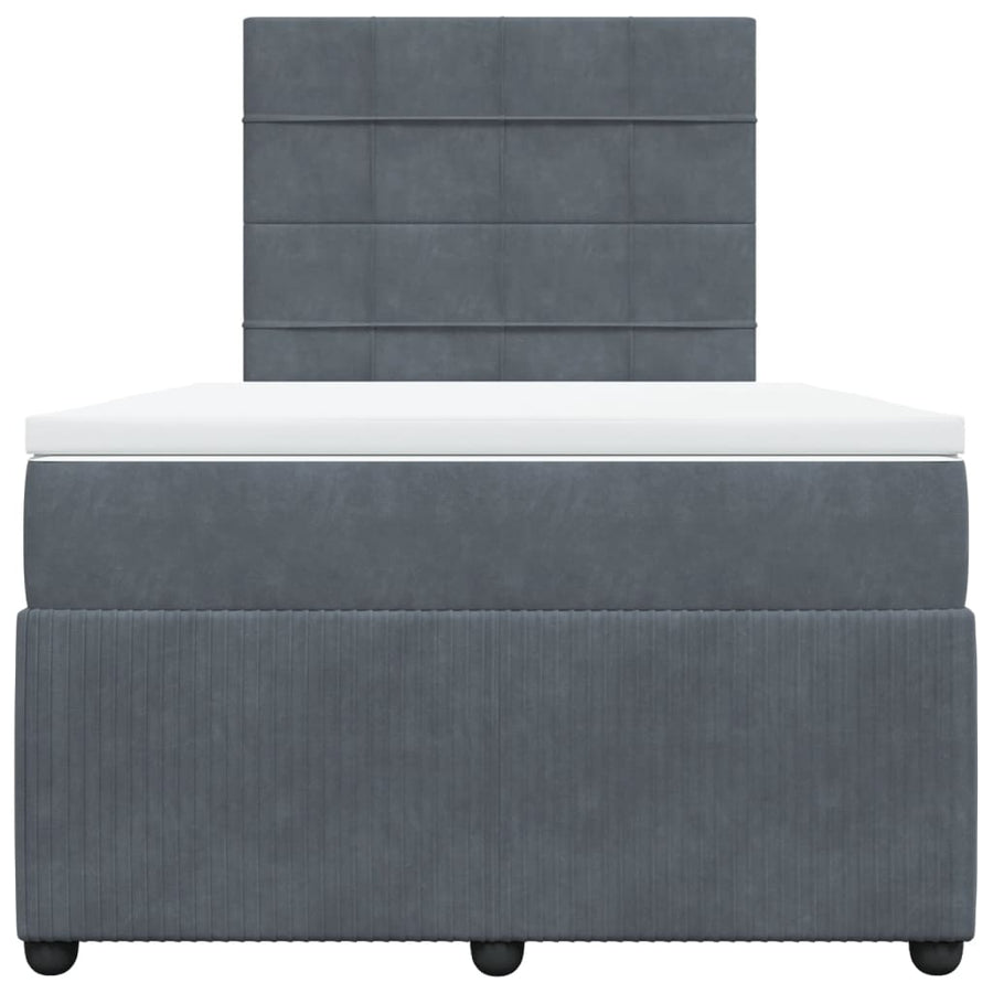 Boxspring met matras fluweel donkergrijs 120x190 cm