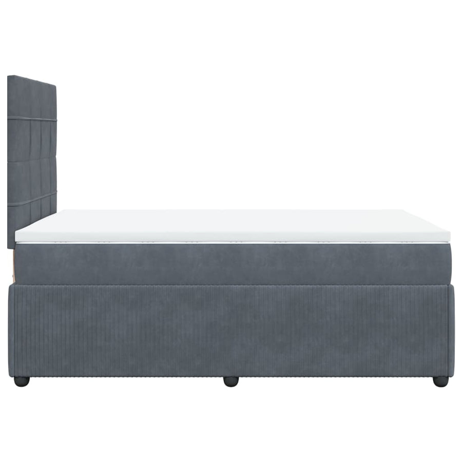 Boxspring met matras fluweel donkergrijs 120x190 cm
