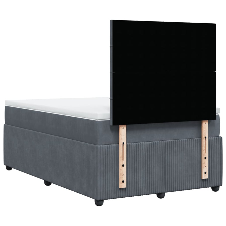 Boxspring met matras fluweel donkergrijs 120x190 cm