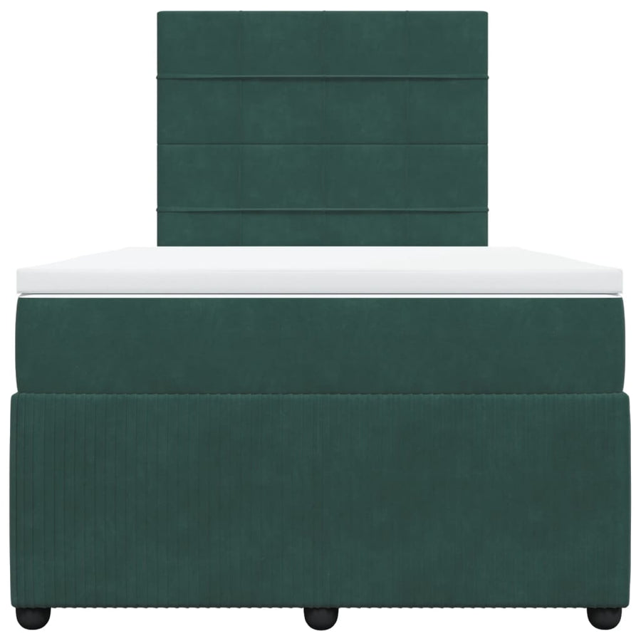 Boxspring met matras fluweel donkergroen 120x190 cm