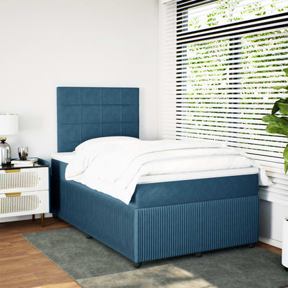 Boxspring met matras fluweel donkerblauw 120x190 cm