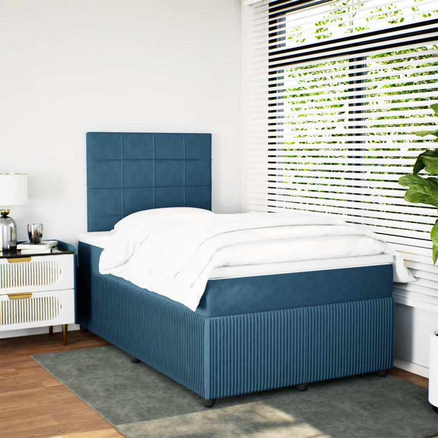 Boxspring met matras fluweel donkerblauw 120x190 cm