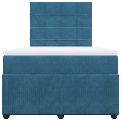 Boxspring met matras fluweel donkerblauw 120x190 cm