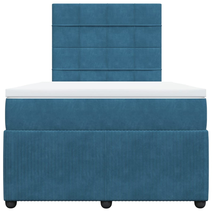 Boxspring met matras fluweel donkerblauw 120x190 cm