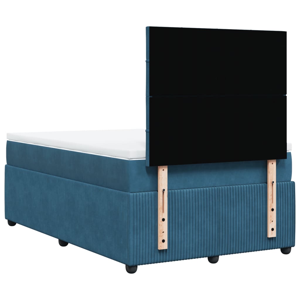 Boxspring met matras fluweel donkerblauw 120x190 cm