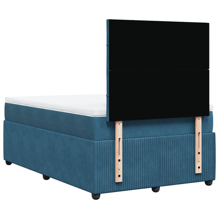Boxspring met matras fluweel donkerblauw 120x190 cm