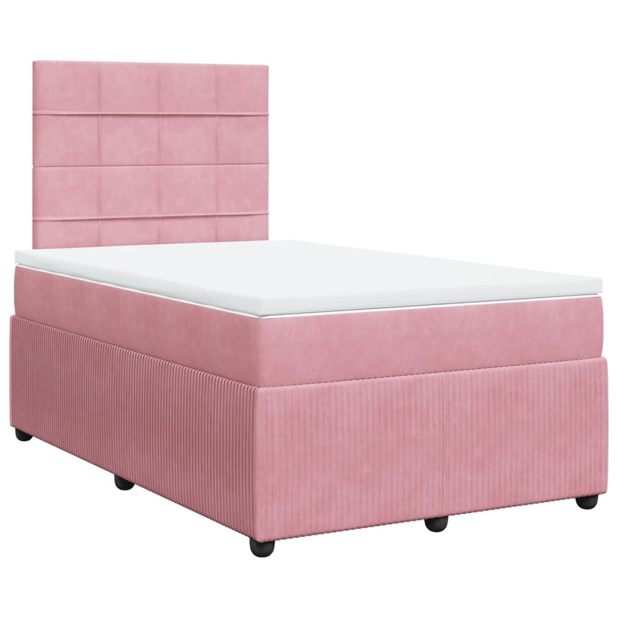 Boxspring met matras fluweel roze 120x190 cm