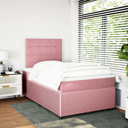 Boxspring met matras fluweel roze 120x190 cm