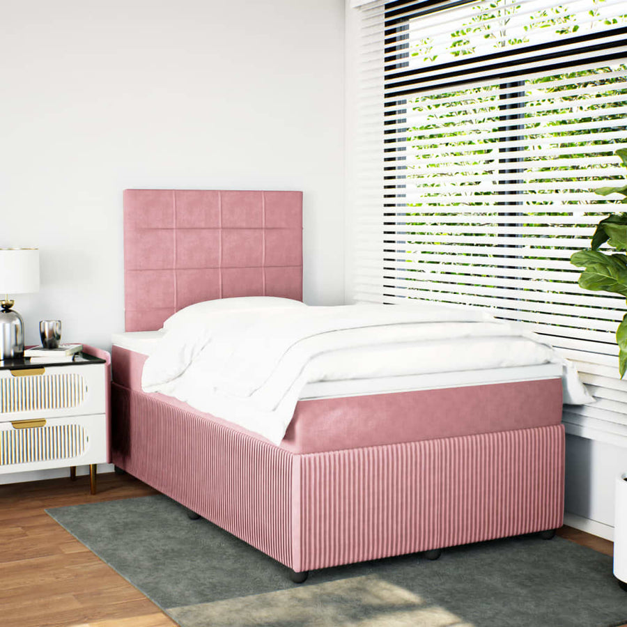 Boxspring met matras fluweel roze 120x190 cm