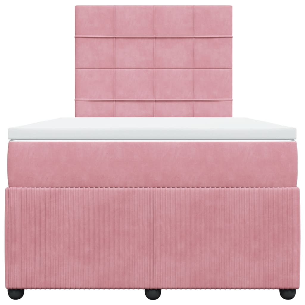 Boxspring met matras fluweel roze 120x190 cm