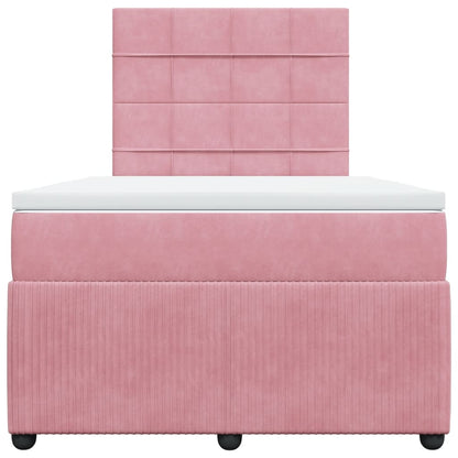 Boxspring met matras fluweel roze 120x190 cm