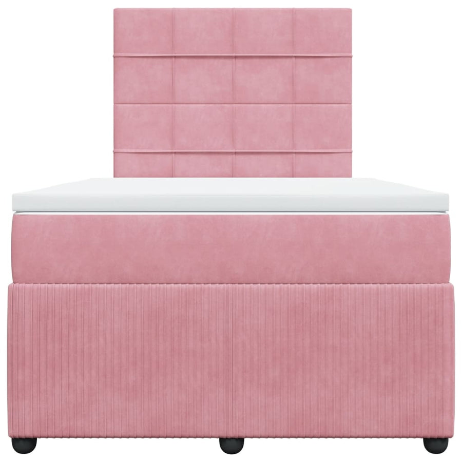 Boxspring met matras fluweel roze 120x190 cm