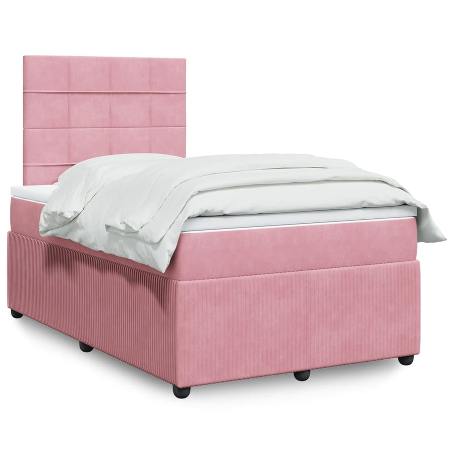 Boxspring met matras fluweel roze 120x190 cm
