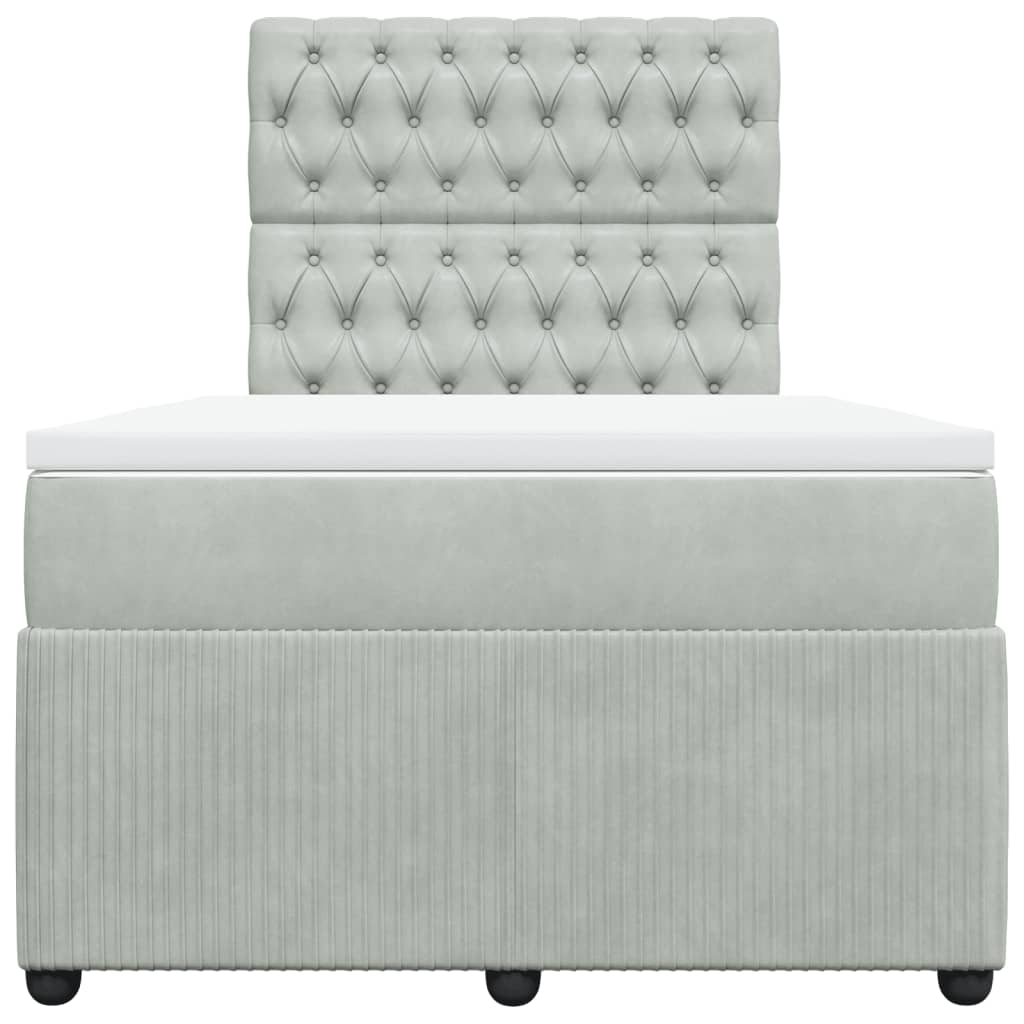 Boxspring met matras fluweel lichtgrijs 120x190 cm