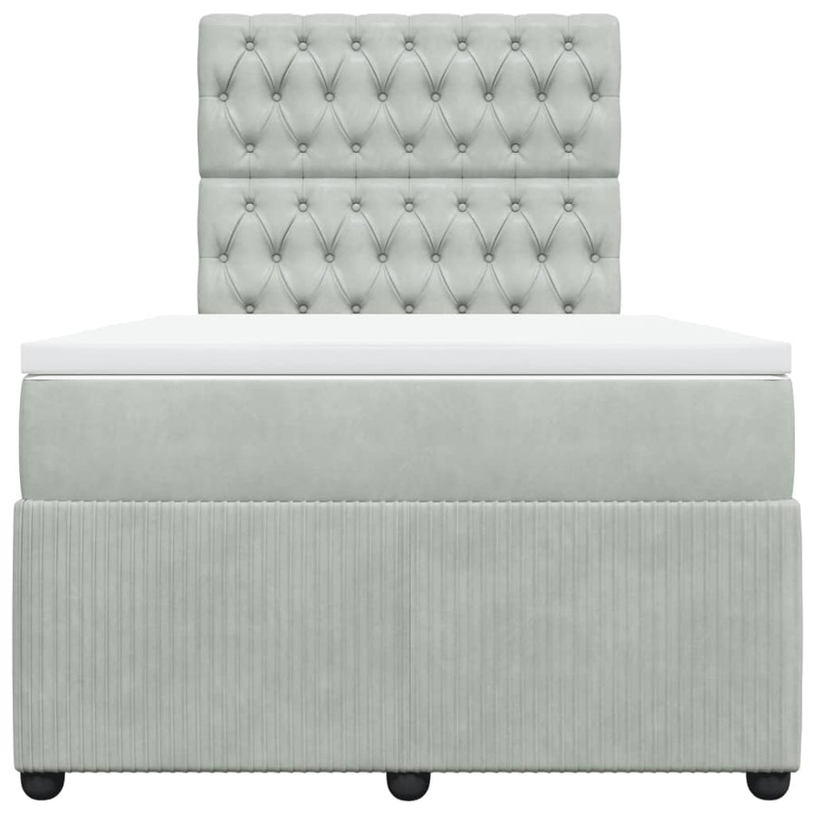 Boxspring met matras fluweel lichtgrijs 120x190 cm