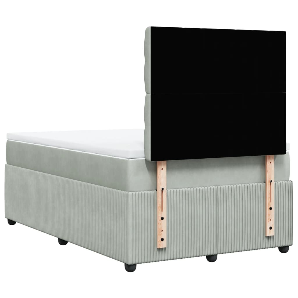 Boxspring met matras fluweel lichtgrijs 120x190 cm