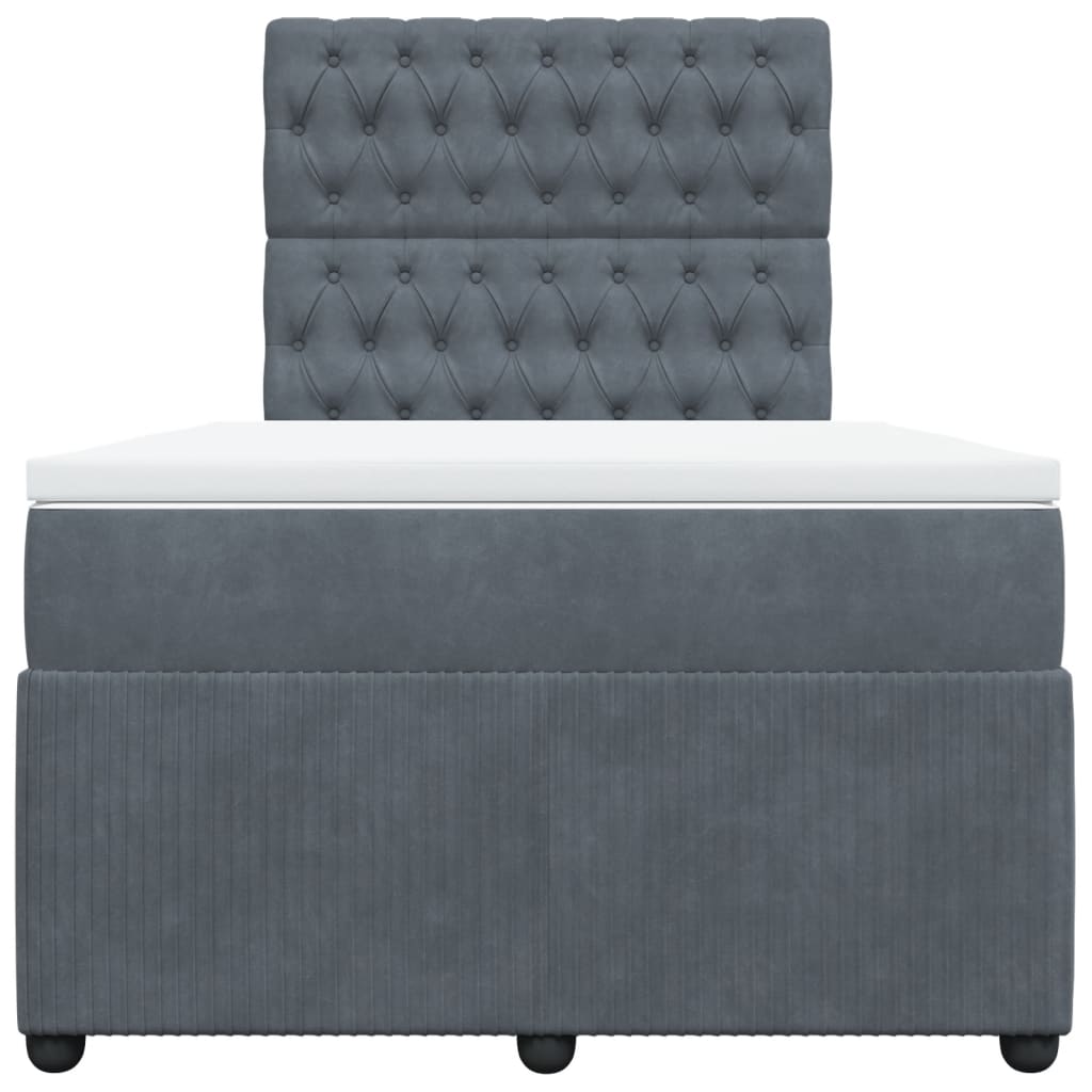 Boxspring met matras fluweel donkergrijs 120x190 cm