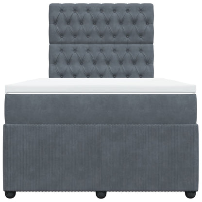 Boxspring met matras fluweel donkergrijs 120x190 cm