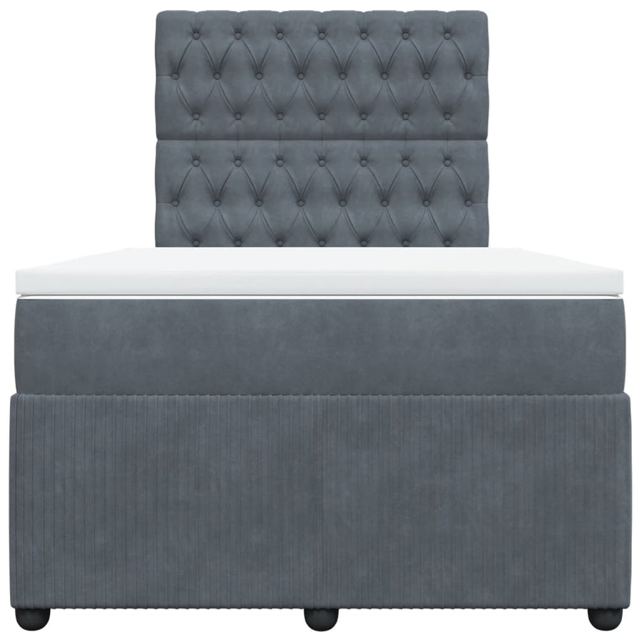 Boxspring met matras fluweel donkergrijs 120x190 cm