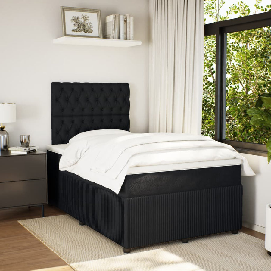 Boxspring met matras fluweel zwart 120x190 cm