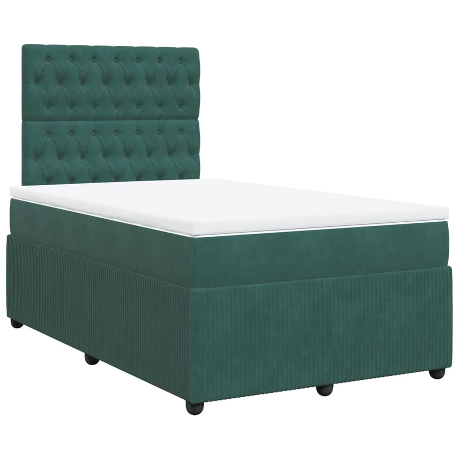 Boxspring met matras fluweel donkergroen 120x190 cm