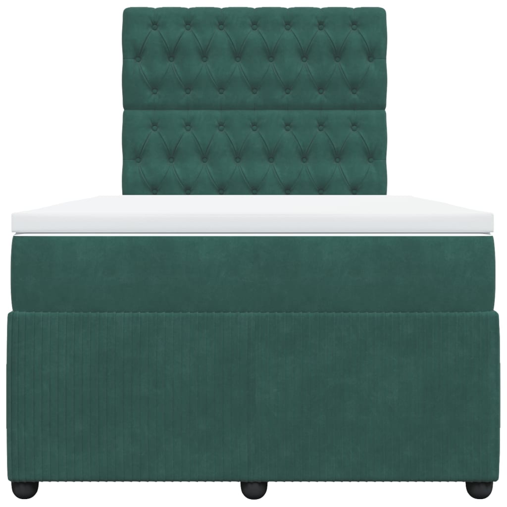 Boxspring met matras fluweel donkergroen 120x190 cm