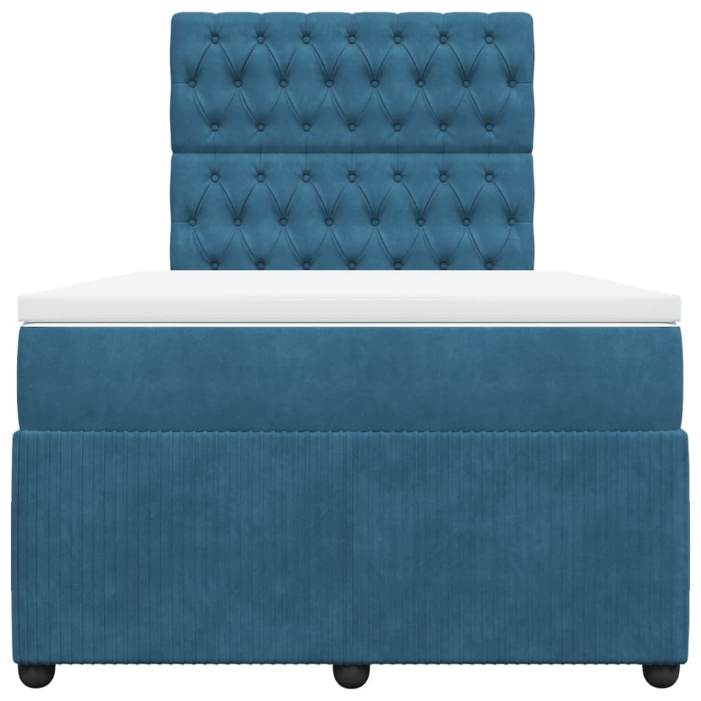 Boxspring met matras fluweel donkerblauw 120x190 cm